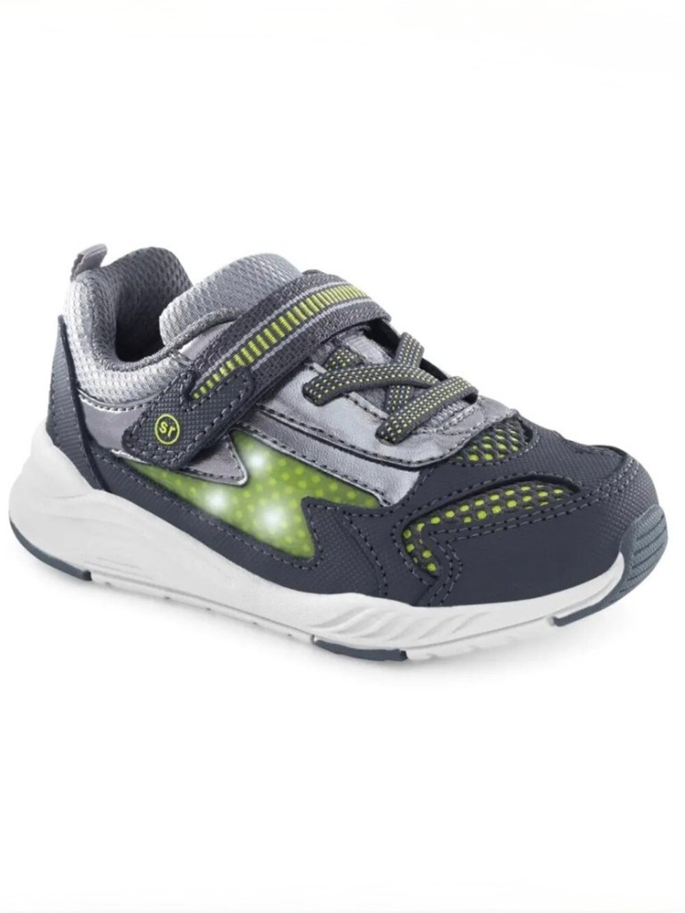Kids 9 M Stride Rite Boys Lighted Cosmic Sneakers Shoes, Grey Neon NON WORKING